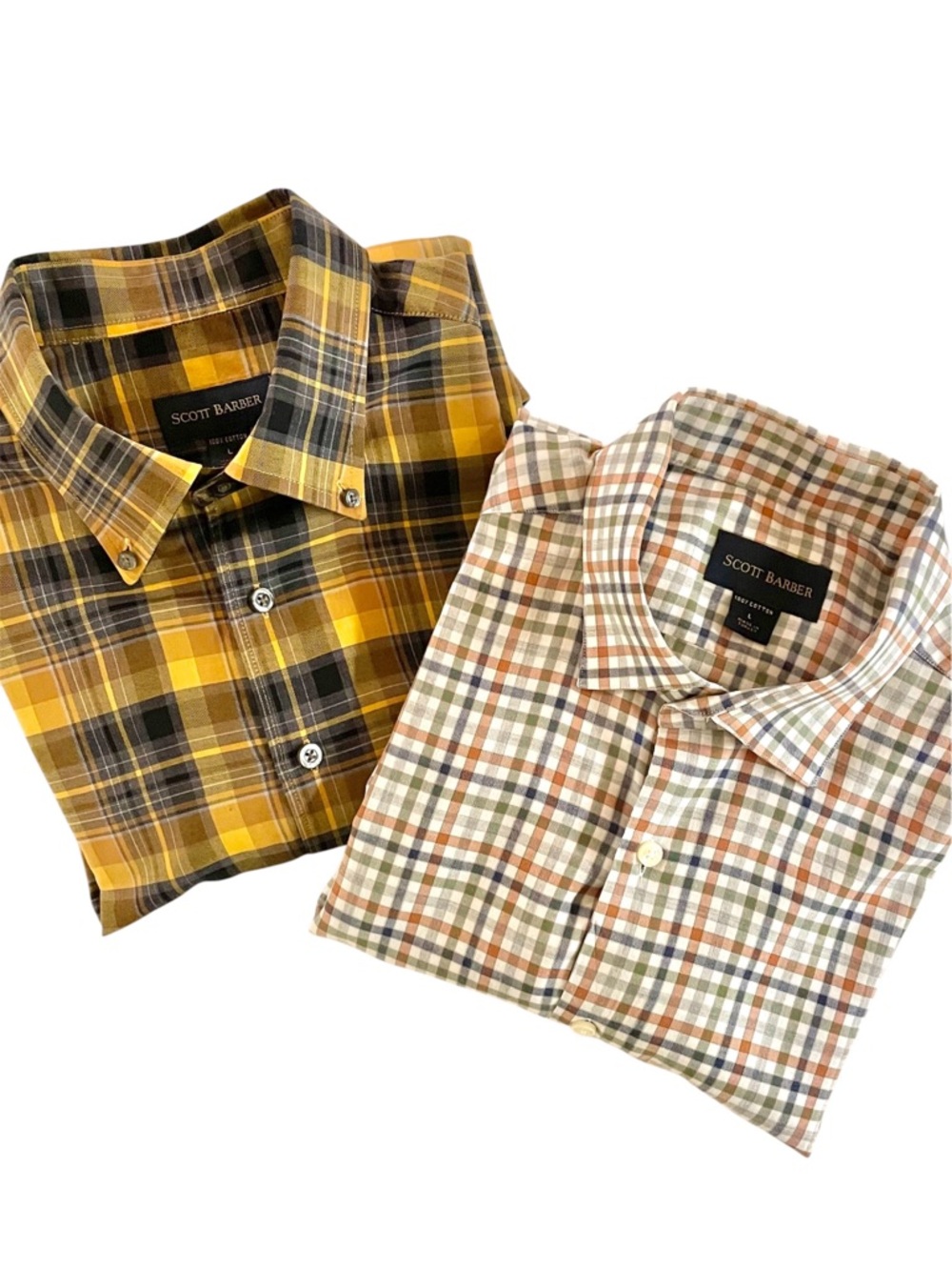 Scott Barber Mens Button Down Plaid Shirts Long Sleeve Casual Work Fall Large